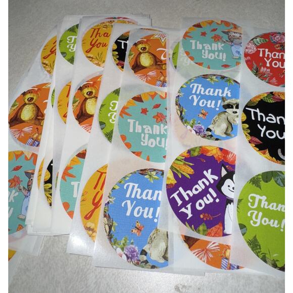 Thank You Sticker Strips 247 Stickers Floral Small Animal Medium For Your Order - Picture 3 of 5
